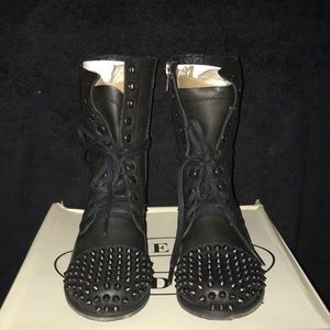Steve Madden black spike studded combat boots